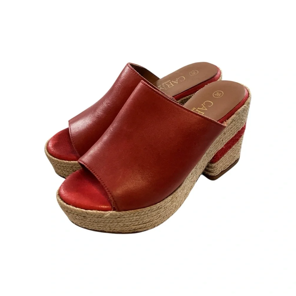 Carmela Womens Red Wedges Jute Heels Size 36 US Size 5